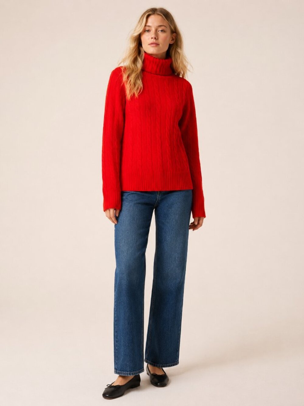 2/$30 J. Crew Cable-Knit Wool Blend Turtleneck Sweater Red Medium #A2820